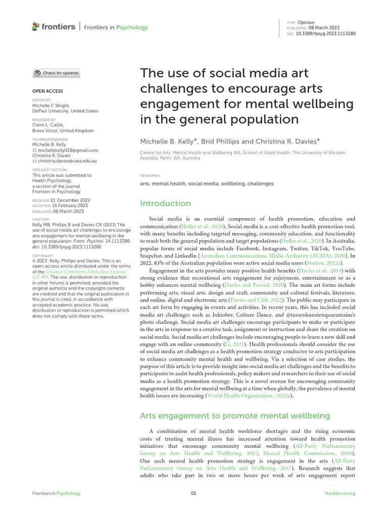 Social Media Art Challenges for Wellbeing | PDF | Social Media ...