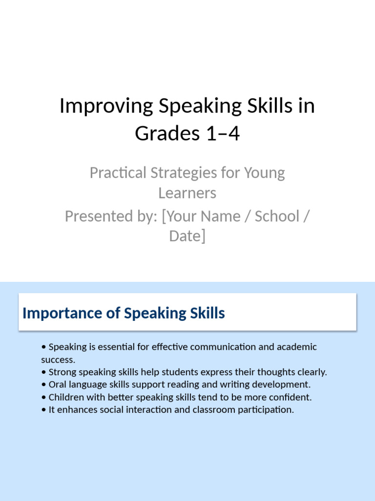 Improving Speaking Skills Detailed | PDF | Storytelling | Vocabulary