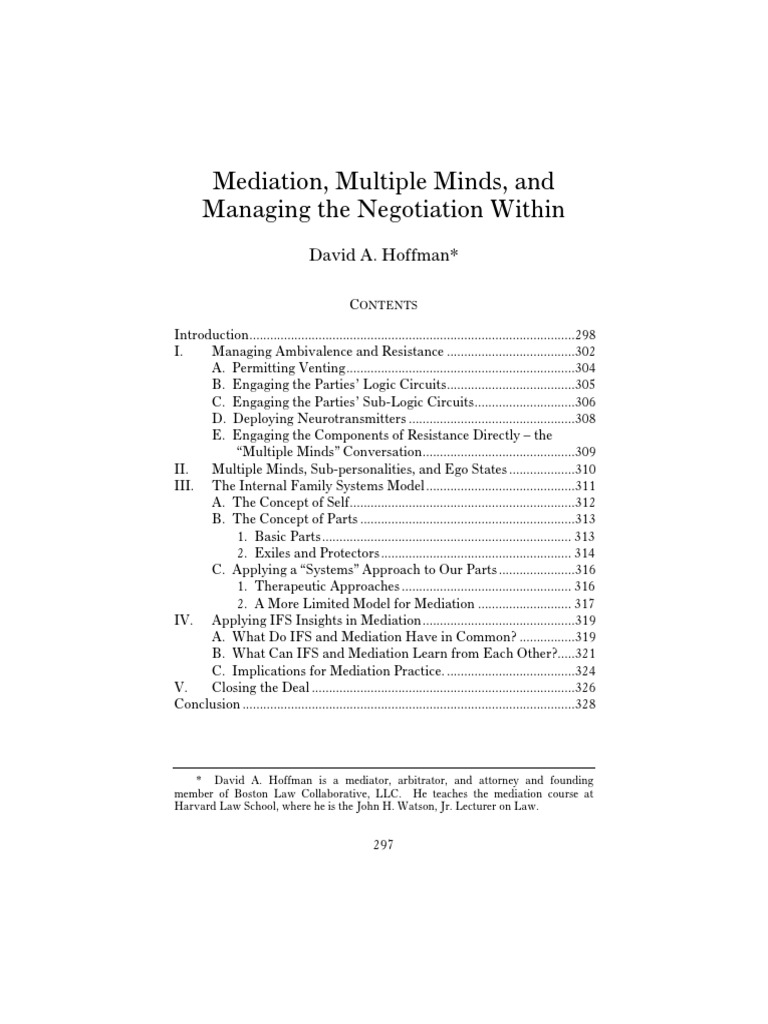 Mediation and Internal Negotiation Insights | PDF | Mediation ...