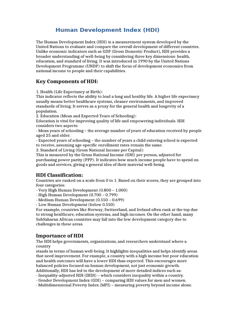 Understanding the Human Development Index | PDF | Human Development ...