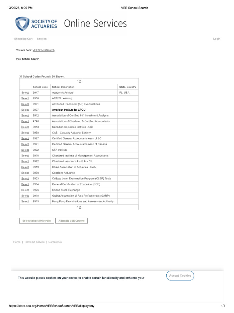 VEE School Code For SOA | PDF