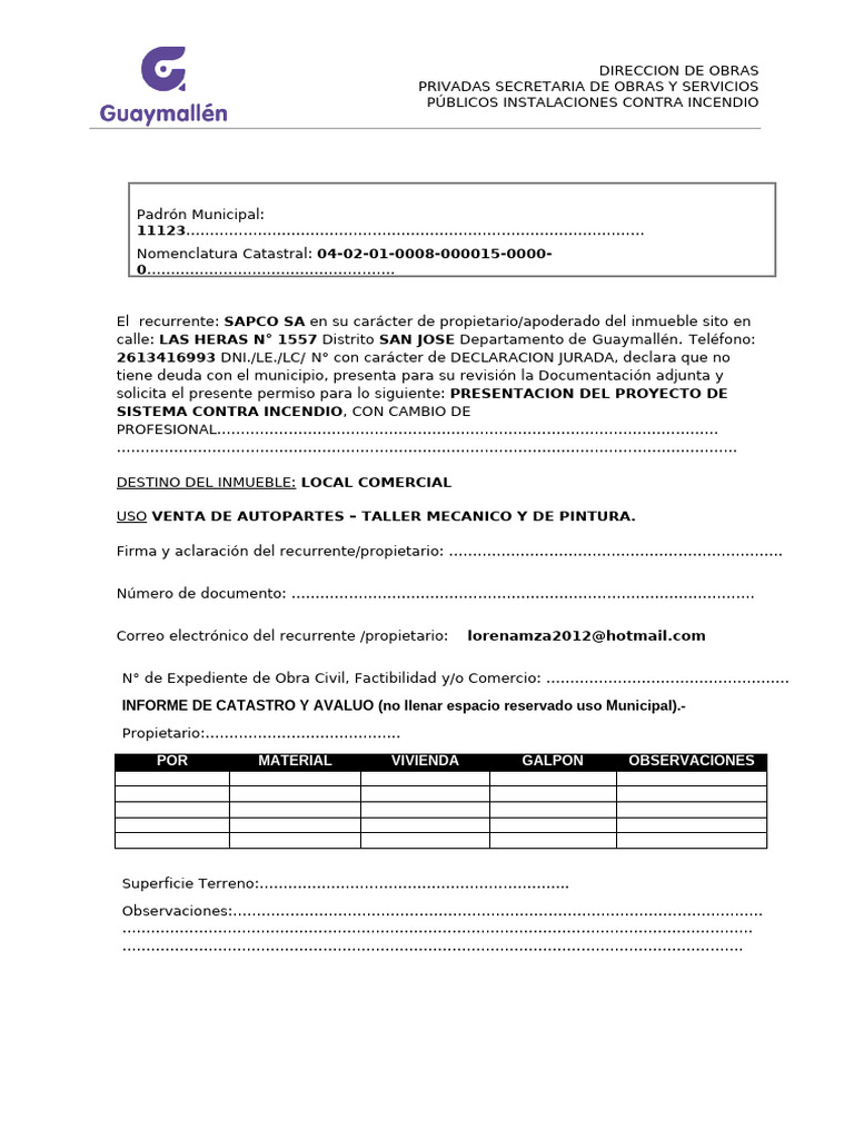 Permiso para Instalaciones Contra Incendio | PDF