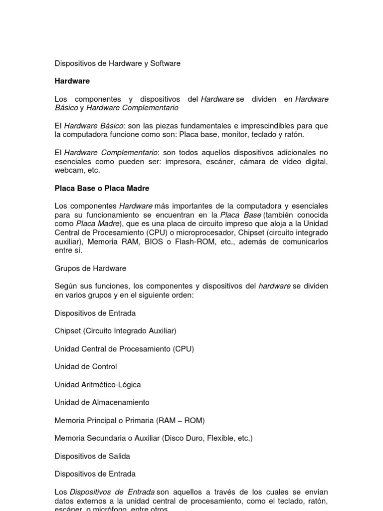Guía Básica de Hardware y Software | PDF | Hardware de la computadora ...