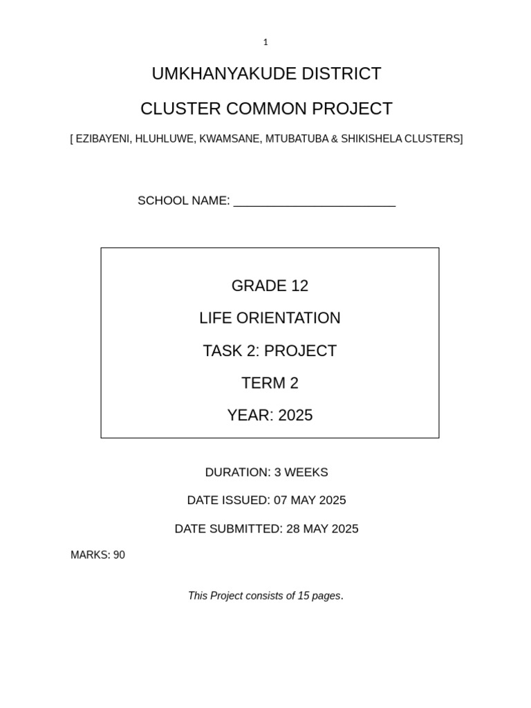 2025 Grade 12 Project Term 2 - 1 | PDF | Violence Against Women | Violence