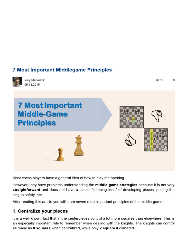 7 Most Important Middlegame Principles | PDF | Chess Strategy | Chess ...