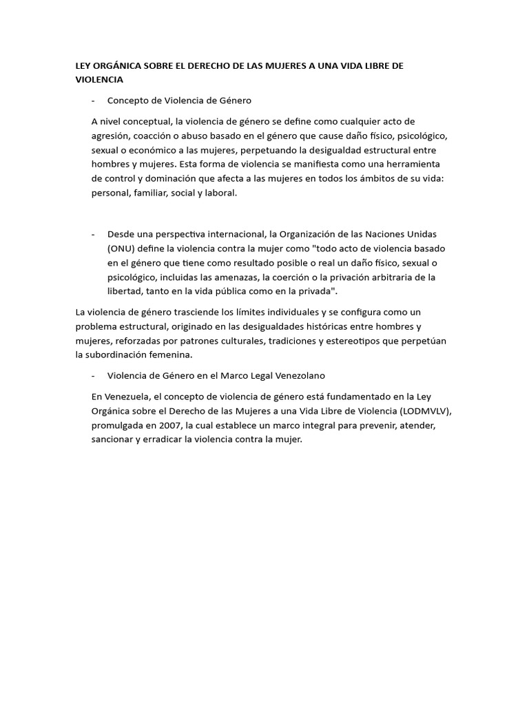 Lodmv 01 | PDF | La violencia contra las mujeres | Violencia