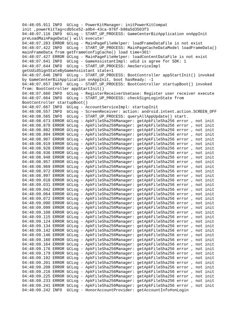 GameCenterBizApplication Startup Log | PDF | Software | Information ...
