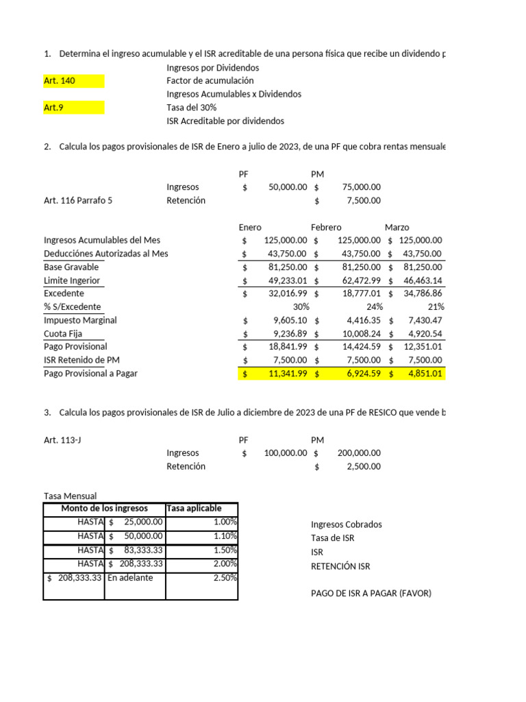 Cálculo de ISR por Dividendos 2023 | PDF | Impuesto sobre la renta ...