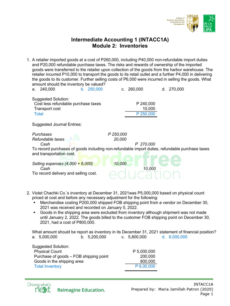 2021 - Intacc1A - 2.4 Illustration | PDF | Accounts Payable | Inventory