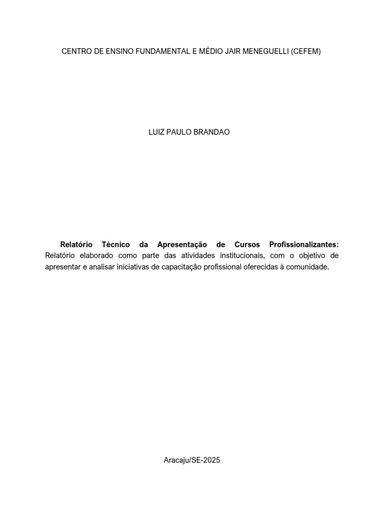 Cursos Profissionalizantes no CEFEM | PDF | Automação | Desenvolvimento ...