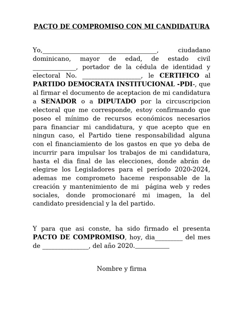 Compromiso de Candidatura PDI 2020 | PDF