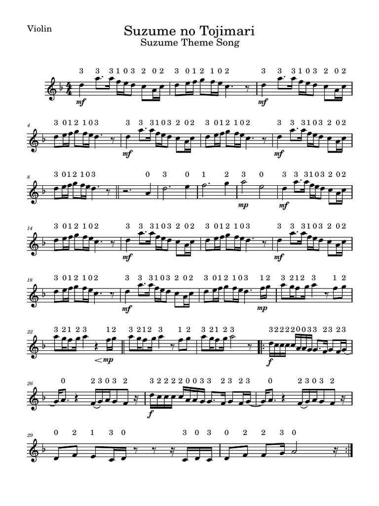 Suzume no Tojimari Theme Song | PDF