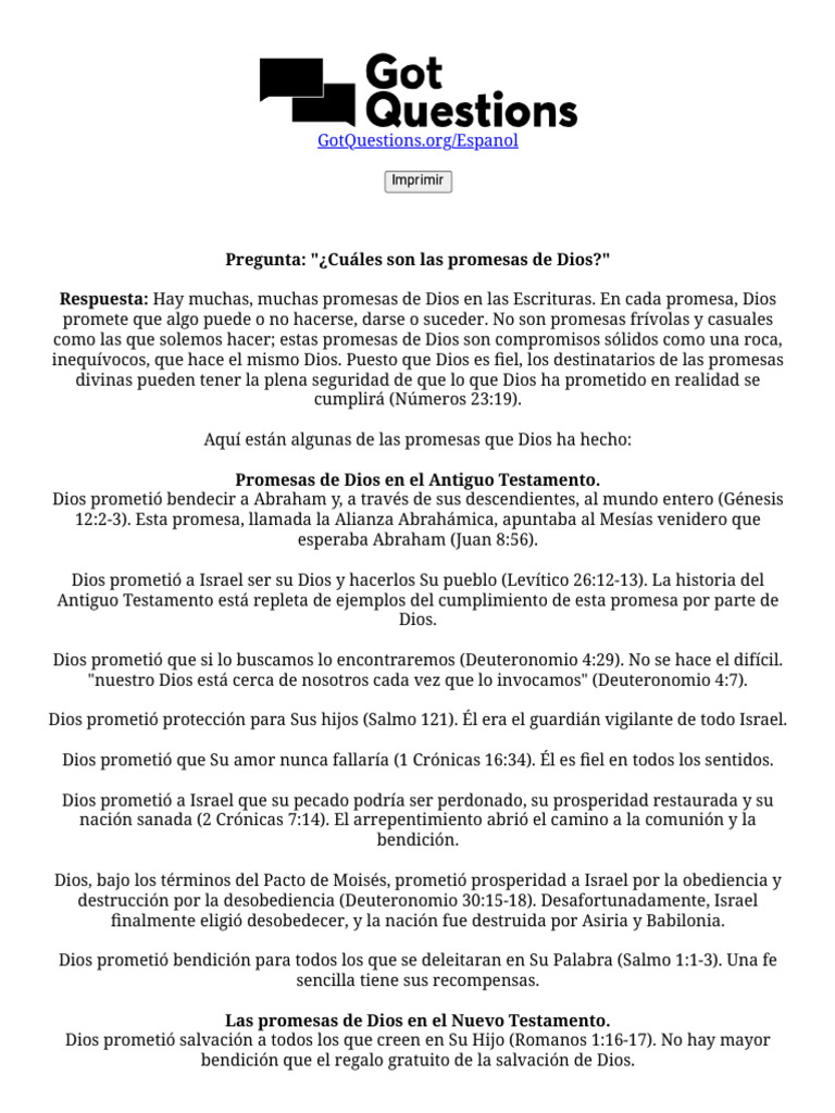 Promesas de Dios en la Biblia | PDF | Cristo (título) | Jesús