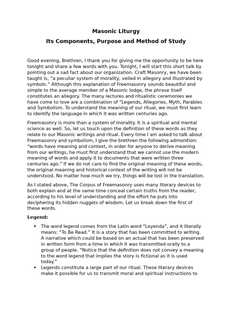 Understanding Masonic Liturgy and Symbols | PDF | Freemasonry | Allegory