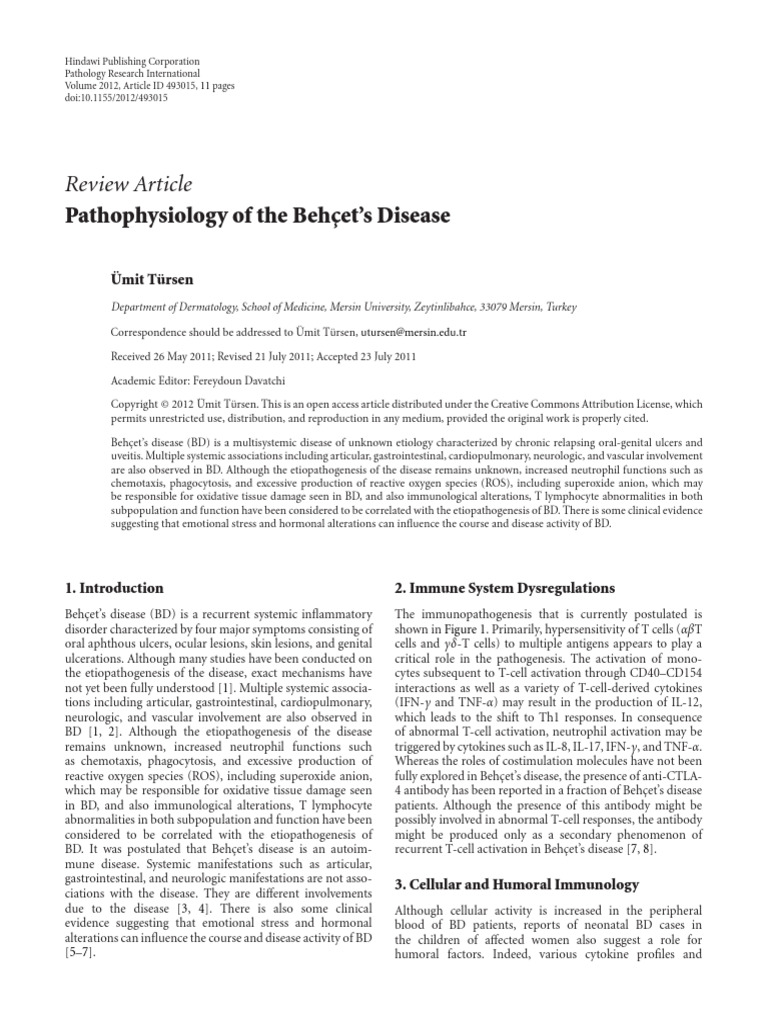 Behçet's Disease: Pathophysiology Insights | PDF | T Helper Cell ...