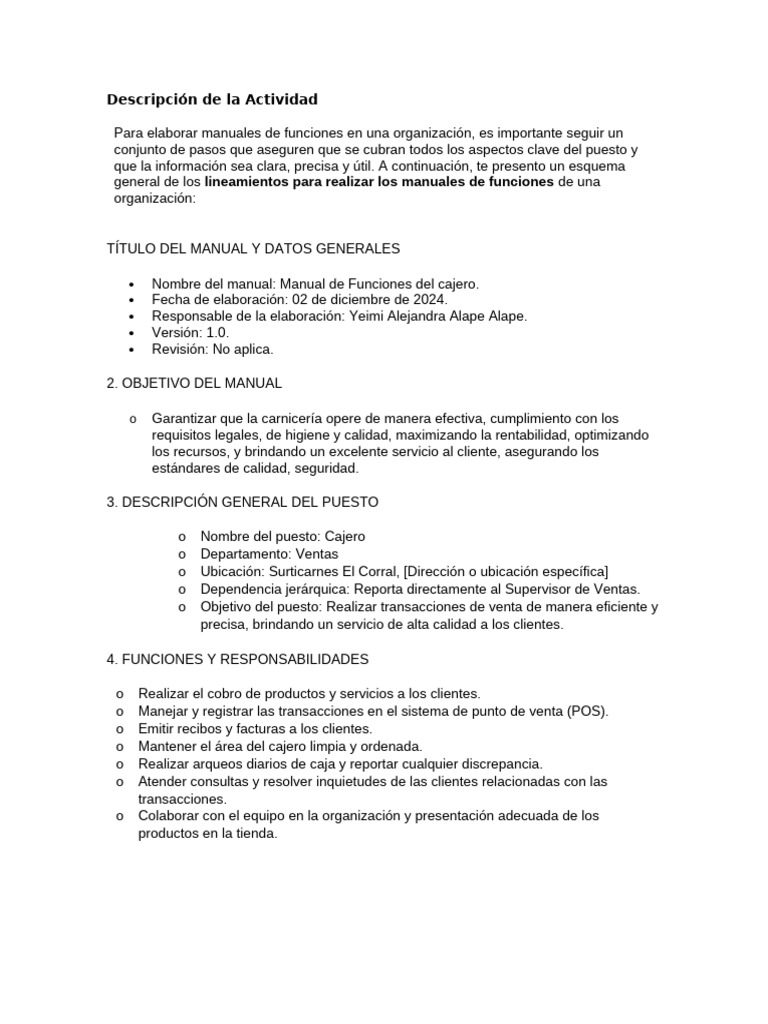 Manual de Funciones del Cajero | PDF | Servicio al Cliente | Cliente