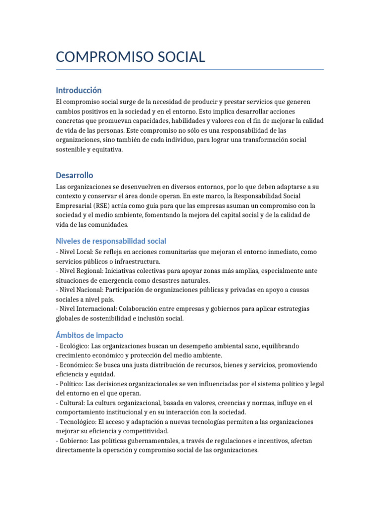 Compromiso Social | PDF | Sustentabilidad | Responsabilidad social ...