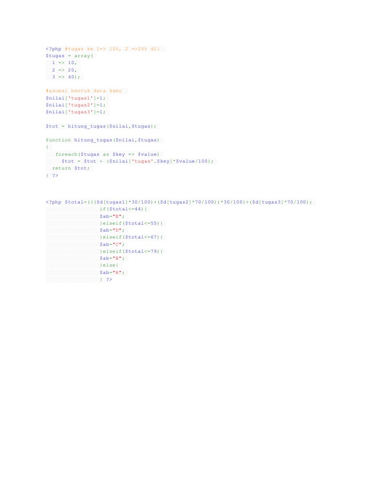 PHP Grading System Calculation Code | PDF