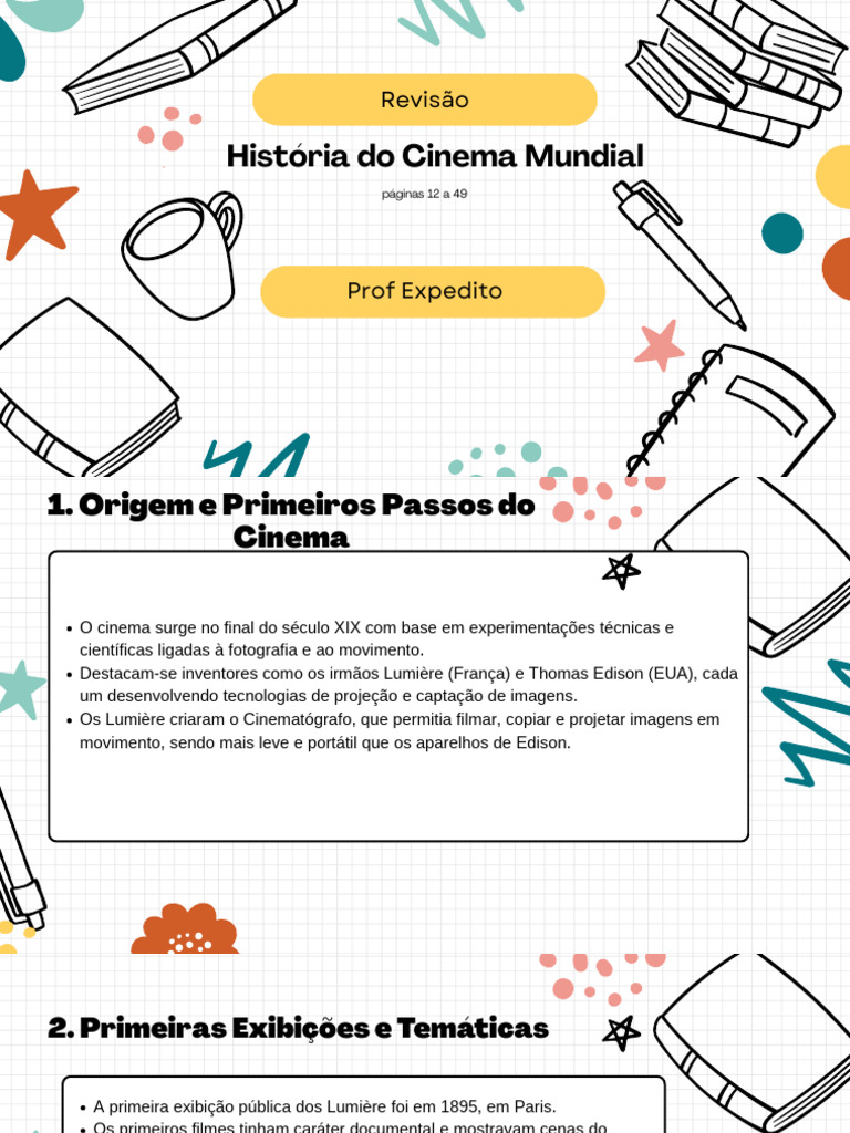 Primeira Exibição do Cinema Mundial | PDF | Fotografia cinematográfica