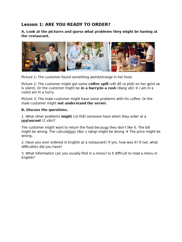 1.3 Are You Ready To Order | PDF | Hamburgers | Foods