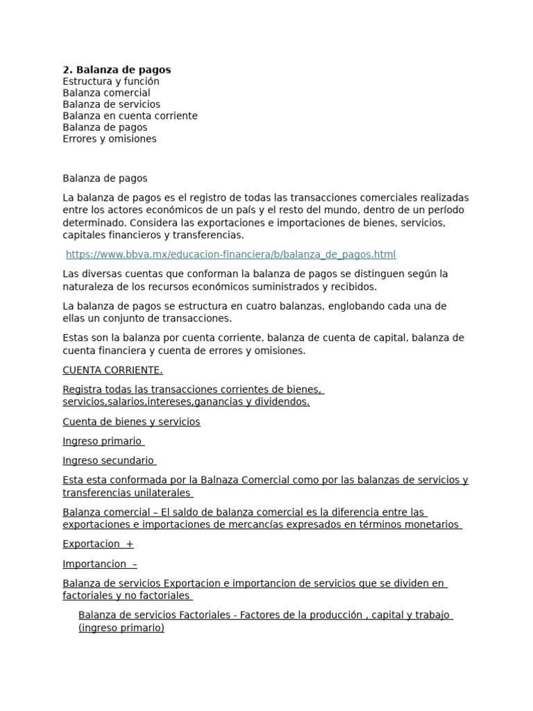 Estructura de la Balanza de Pagos | PDF | Balance de pagos | Bancos
