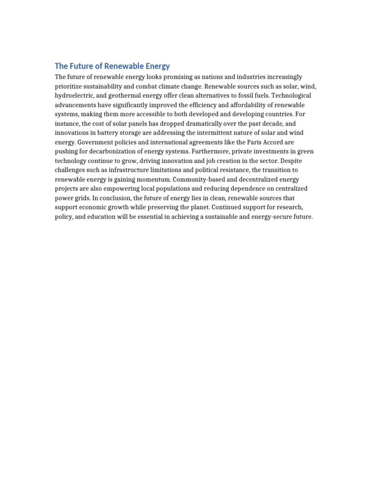 Future Trends in Renewable Energy | PDF