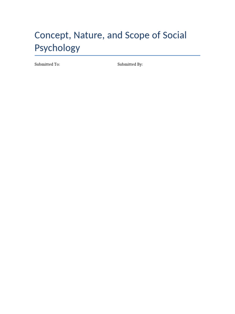 Concept Nature Scope of Social Psychology | PDF | Social Psychology ...