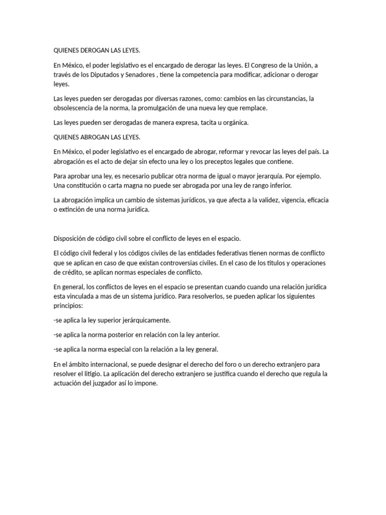 Derogación y Abrogación de Leyes en México | PDF | Estatuto | Constitución