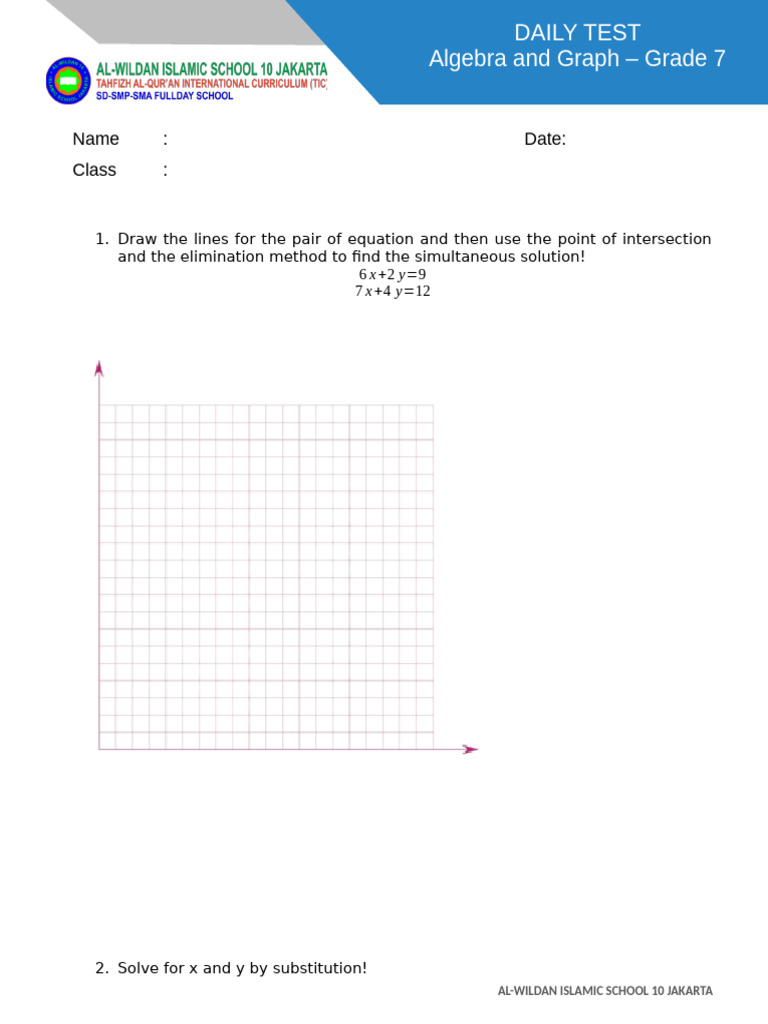 Grade 7 Algebra Daily Test | PDF