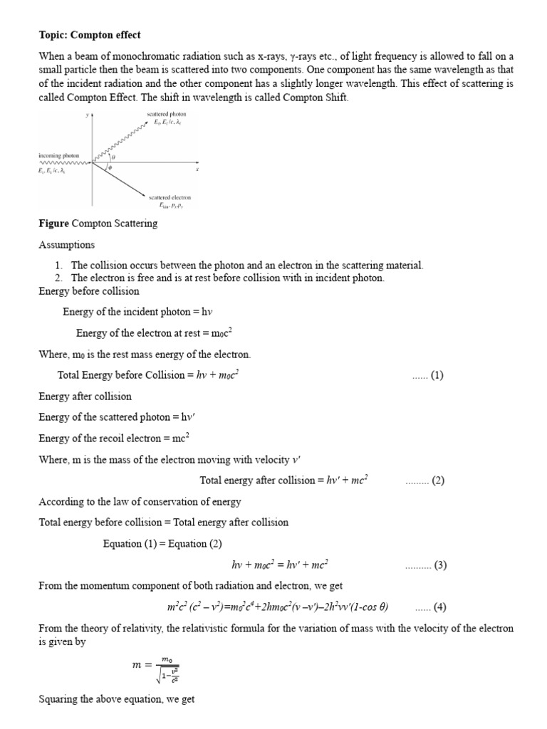 Compton Effect and Related Experiments | PDF | Electron | Schrödinger ...