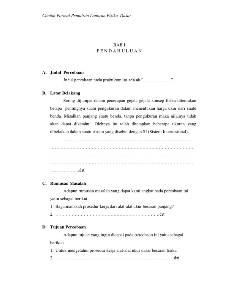 Contoh Format Laporan