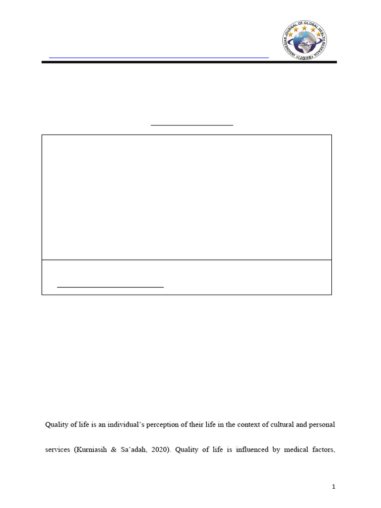 Stress and Quality of Life in TB Patients | PDF | Tuberculosis | Stress ...