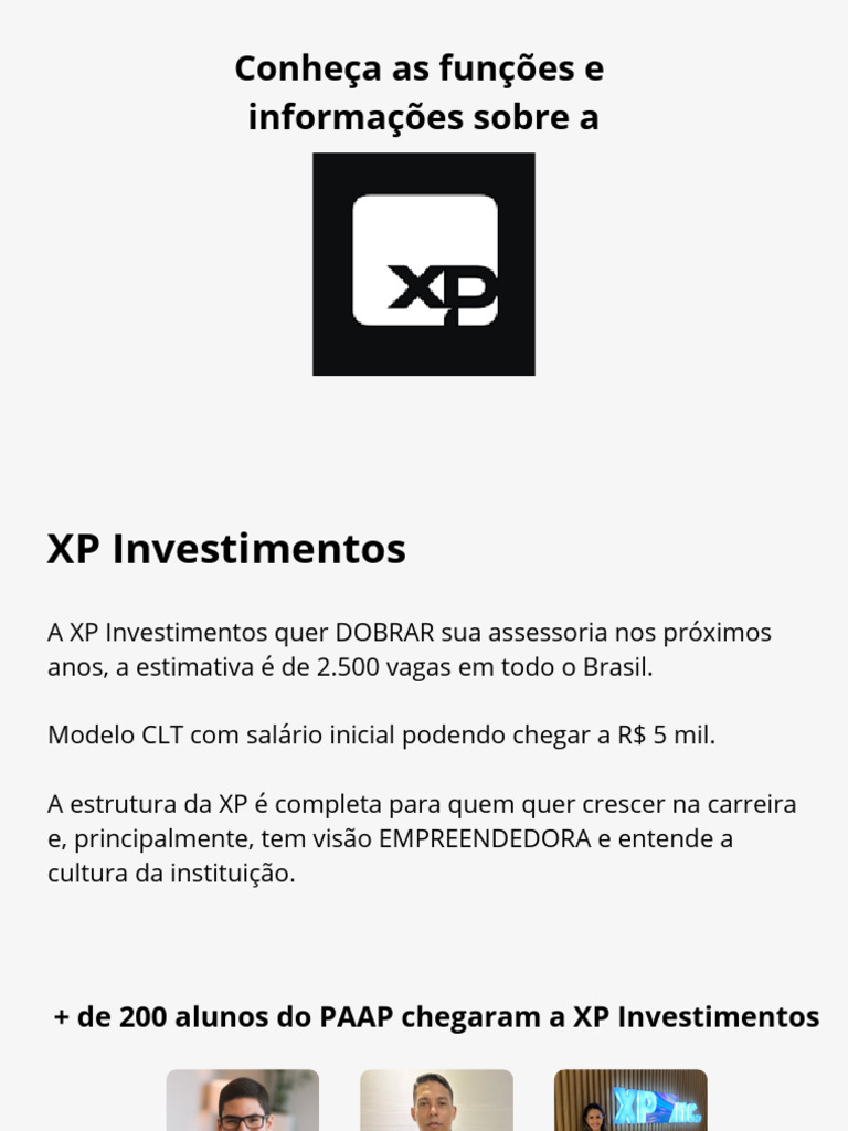 Oportunidades na XP Investimentos | PDF