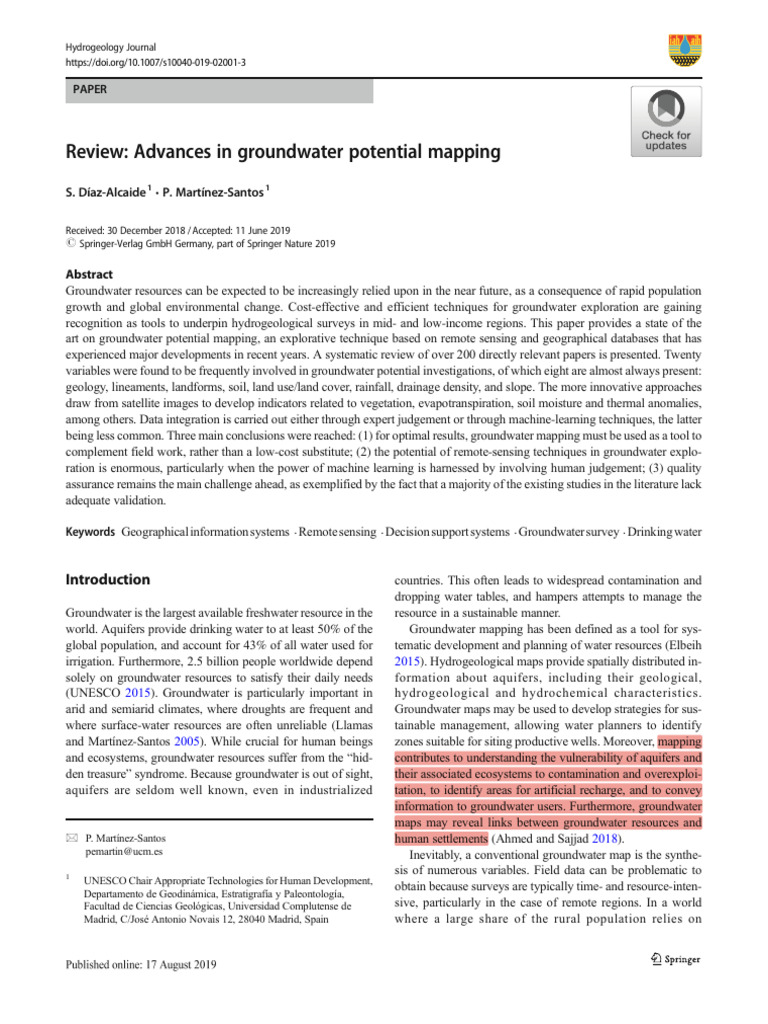Review: Advances in Groundwater Potential Mapping: Paper | PDF ...