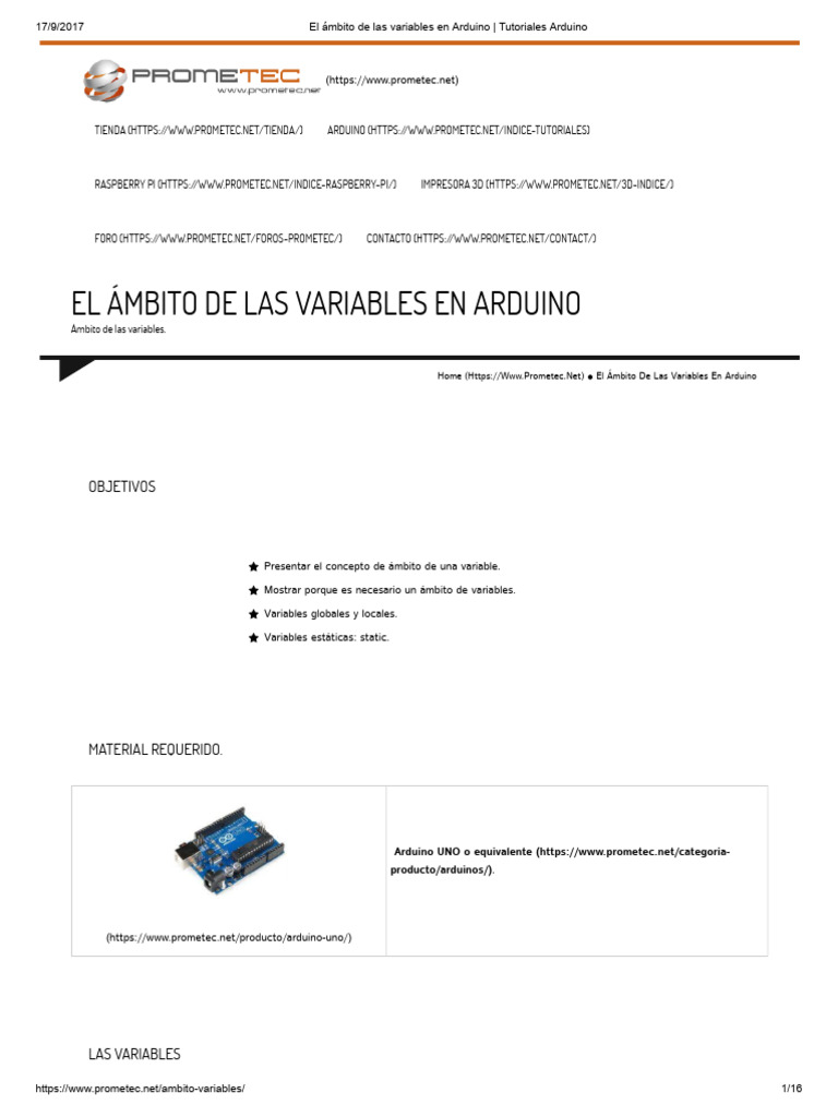 Ámbito de Variables en Arduino: Guía Completa | PDF | Variable ...
