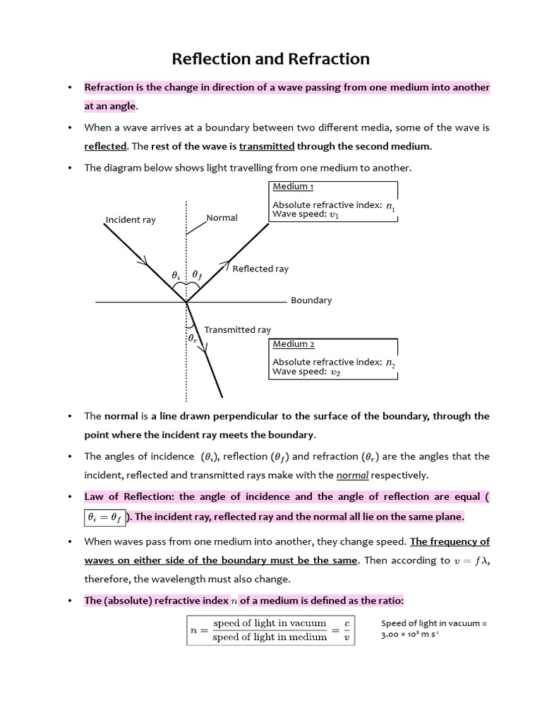 Unit 2 - Topic 05 - Reflection and Refraction-2 | PDF | Refraction ...