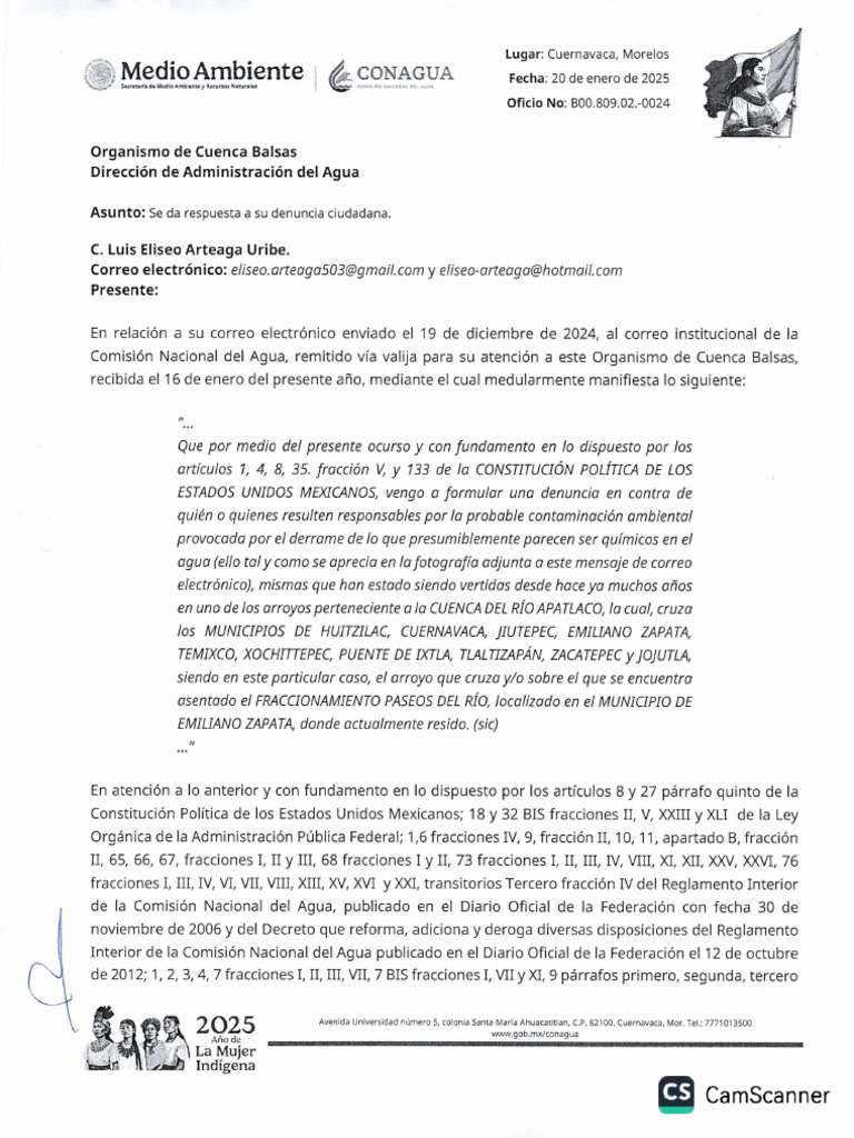 Denuncia Anónima a CONAGUA 2025 | PDF | México | Gobierno