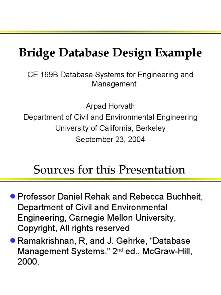Bridge Example Databases Data
