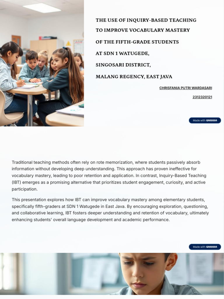 Inquiry-Based Teaching for Vocabulary Mastery | PDF | Inquiry Based ...