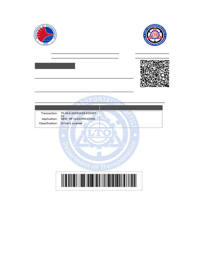 Official Receipt for Driver's License Application | PDF