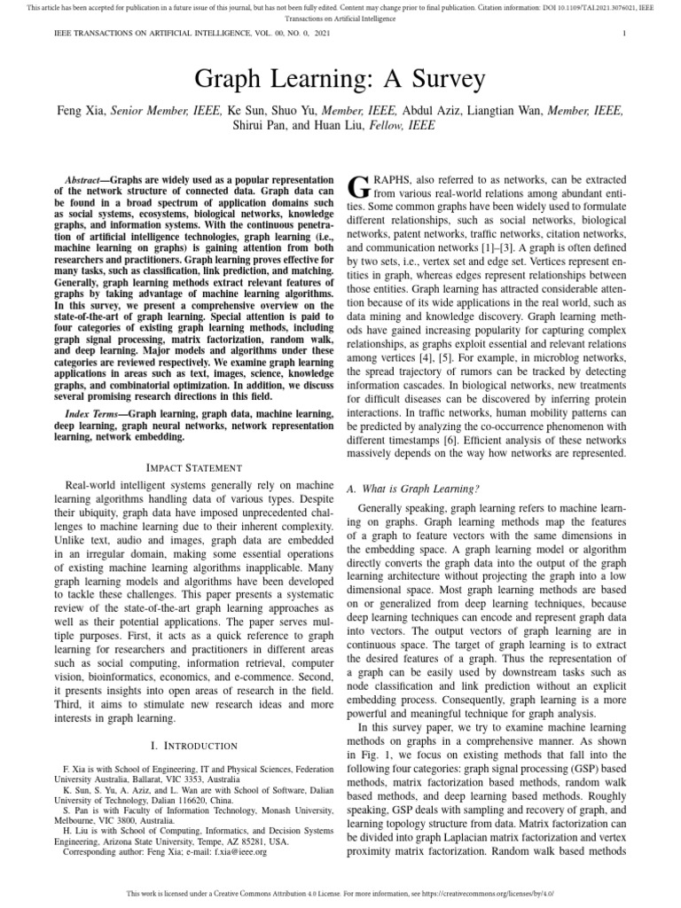 Graph Learning: A Comprehensive Survey | PDF | Eigenvalues And ...
