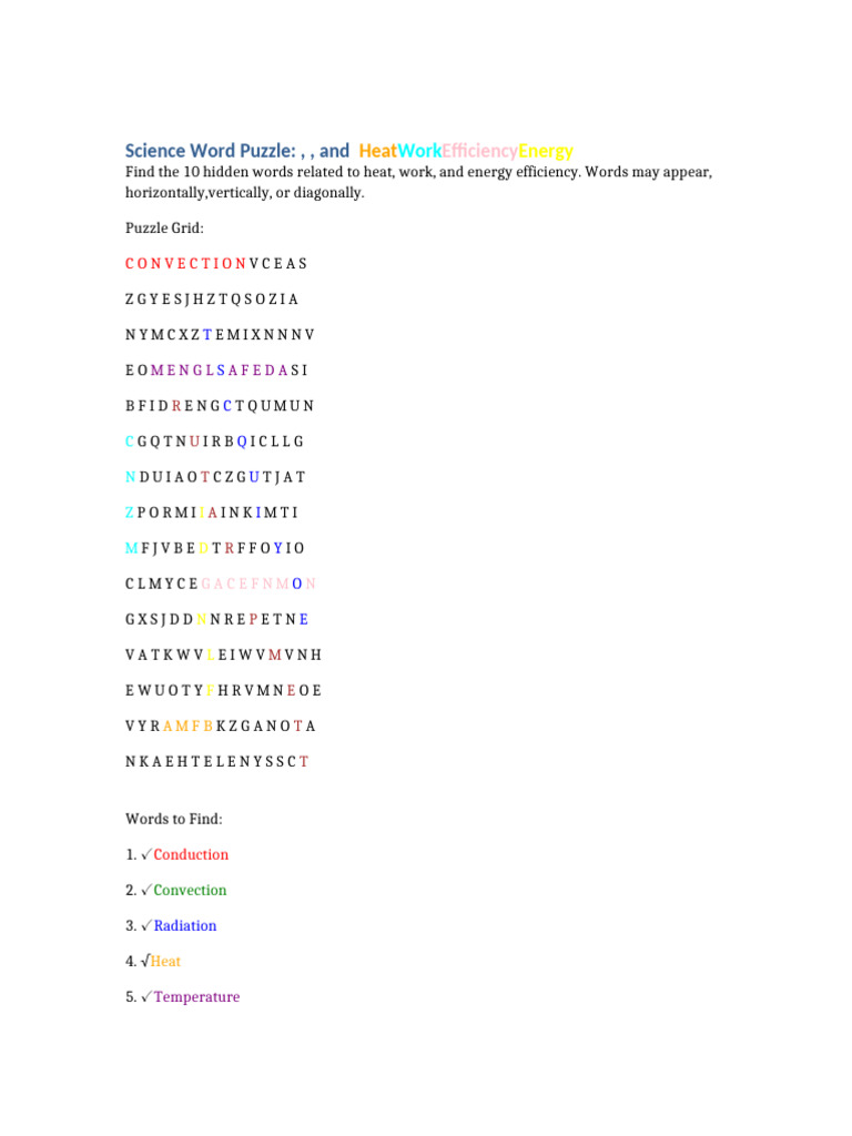 Puzzle Grid Matching Word Colors | PDF