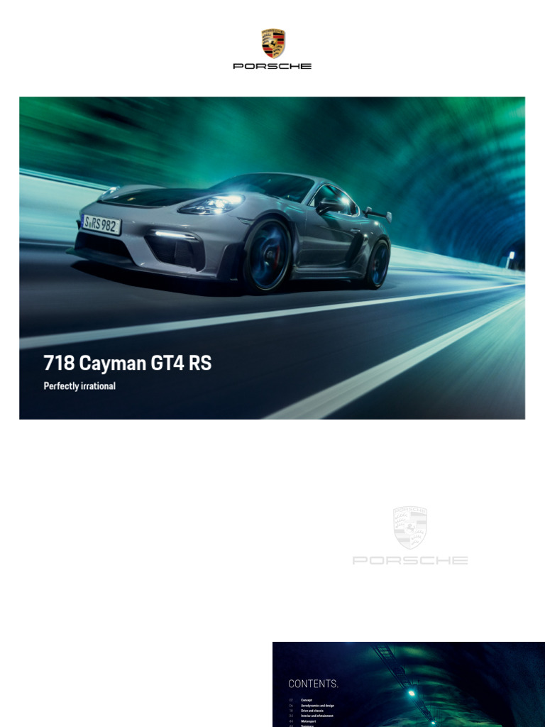 Porsche The new Cayman GT4 カタログ 2023 Porsche 718 Cayman GT4 RS Overview | PDF | Manual