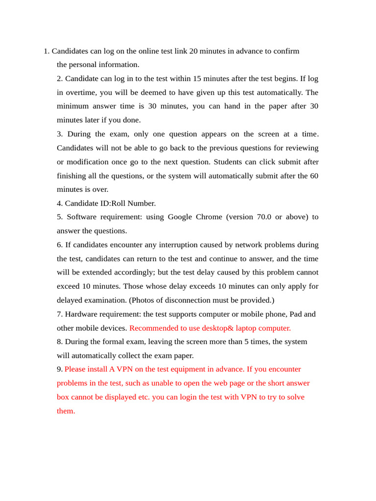 EAMCET Exam Instructions and Guidelines | PDF