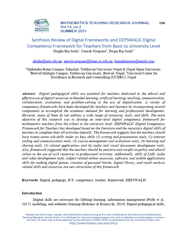 EJ1383146 Digital Competence | PDF | Pedagogy | Educational Technology