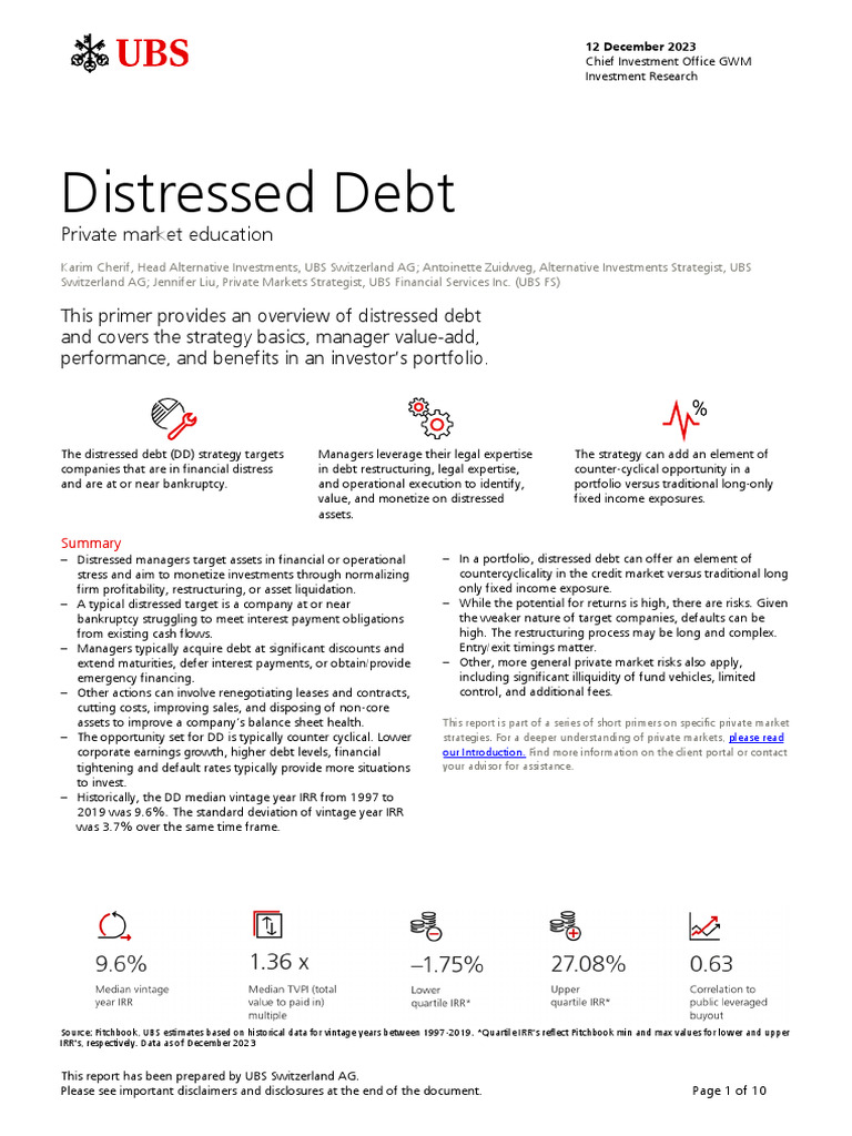 Overview of Distressed Debt Strategy | PDF | Investing | Ubs
