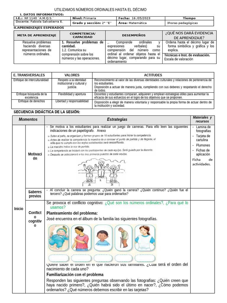 Números Ordinales hasta el Décimo | PDF | Aprendizaje