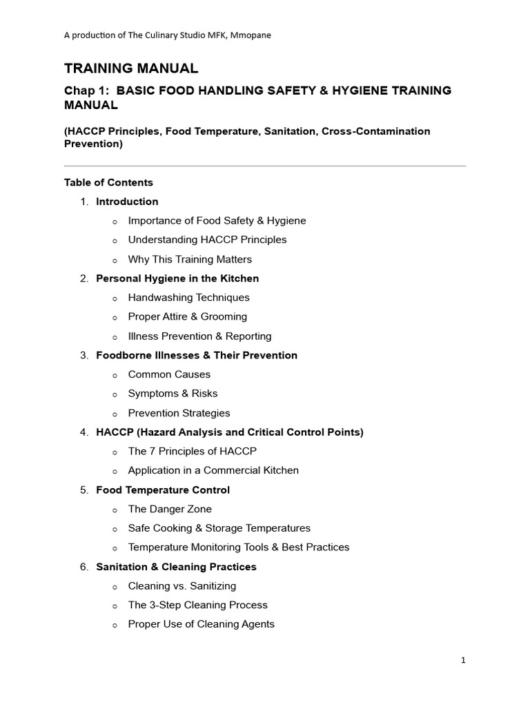 Food Safety & Hygiene Training Manual | PDF | Food Safety | Hygiene
