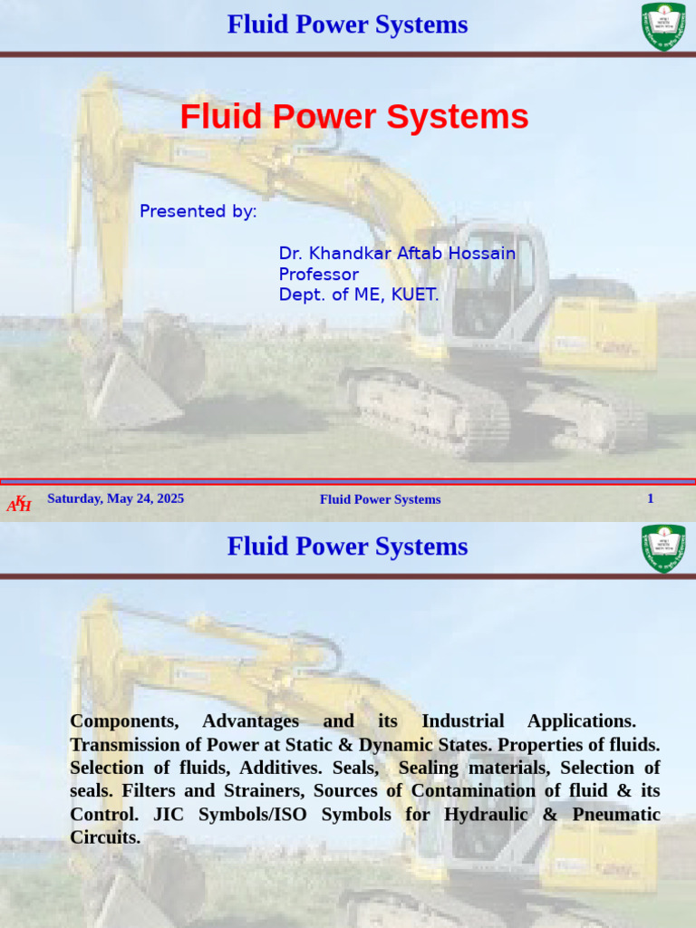 Fluid Power Systems Overview and Applications | PDF | Actuator | Filtration