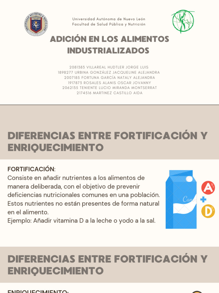 Fortificación y Enriquecimiento Alimentario | PDF | Alimentos | Cereales